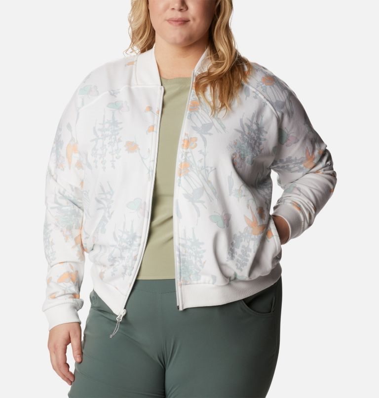 Women's Columbia Lodge French Terry Full Zip Jackets Flower | Plus Size CA-WAC48